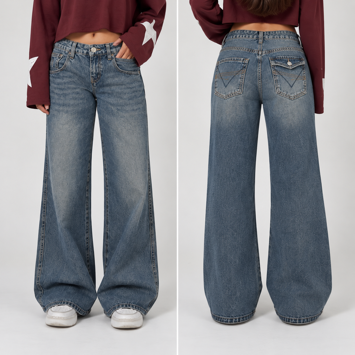 Jeans Wide Leg V-Pocket