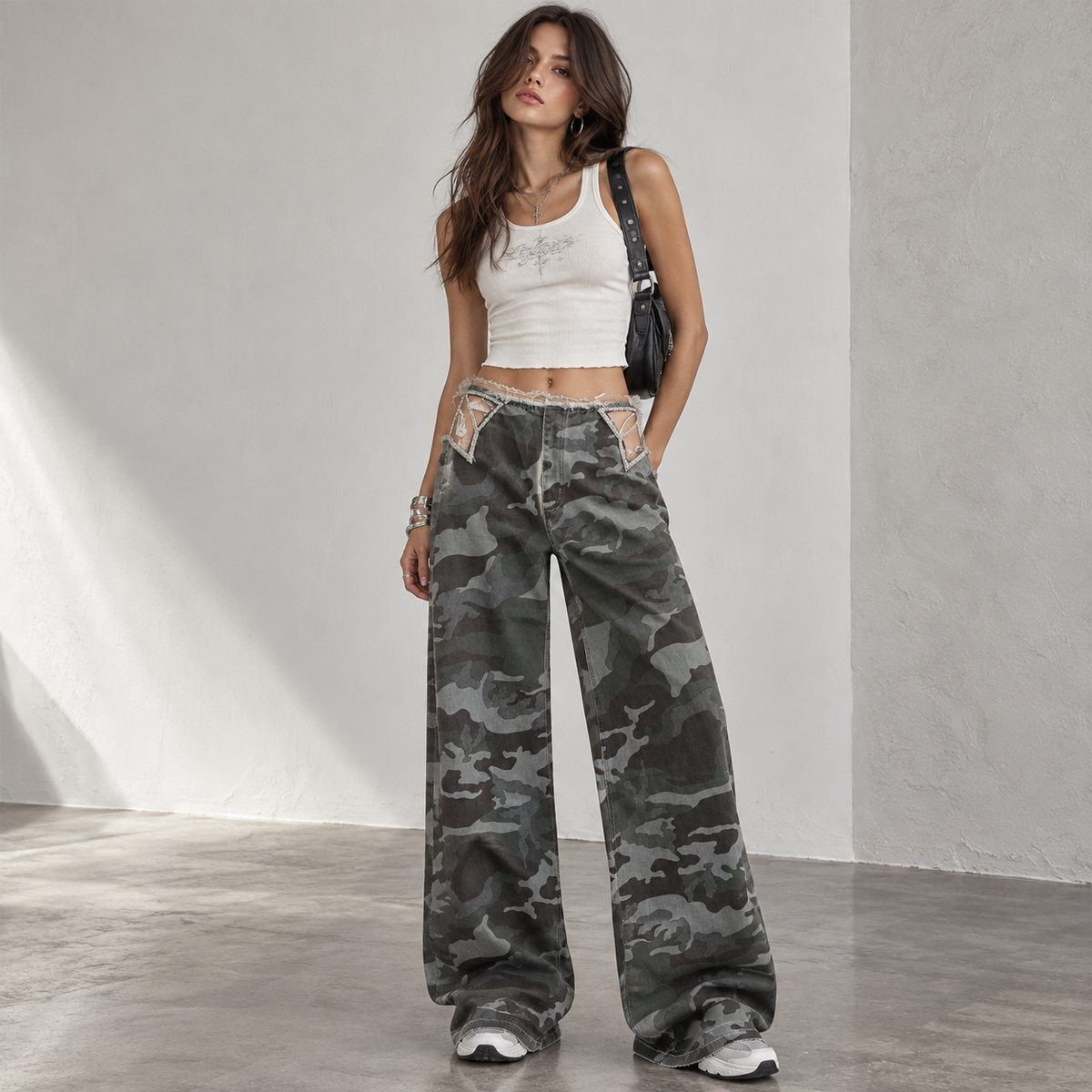 Jeans Palazzo Butterfly Strass